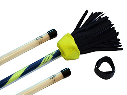 Flames N Games FLASH Flowerstick Set Ideal For Beginners & Pros! Silicone WOODEN Handsticks Travel Bag Ultra Strong Fibreglass core Yellow UV Grip Deco